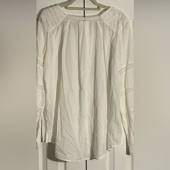 Free People White Cotton Tunic with Beaded and Lace Detailing Size Large - Picture 2 of 7